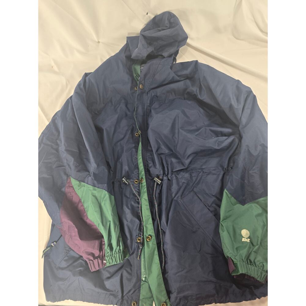 Vintage Coleman Outdoors Windbreaker Jacket XL  AT&T Logo Hooded Colorblock 90s